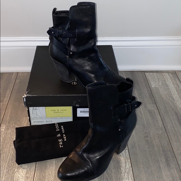Rag & Bone size 9 black leather booties boots - Picture 8 of 12